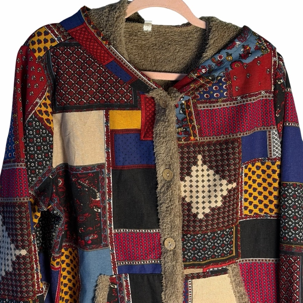 Patchwork Hooded Jacket - Multicolor - image 3